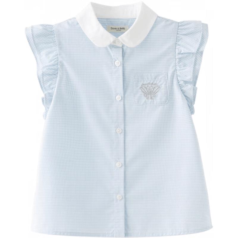 DAVE & BELLA Girls' Embroidered Short Sleeve Shirt