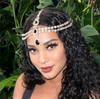 Cross-Border Hot Multi-Layer Rhinestone Black Water Drop Pendant Head Chain for Women Fashion Crystal Forehead Lace Hair