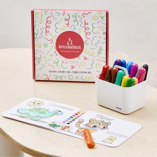 Atti Rabbit Baby Toddler Crayons 16 Colors Non Stick Easy Grip Washable Crayons