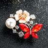 Crystal Butterfly Flower Brooch Female Pearl Pin Suit Accessories Clothing Accessories
