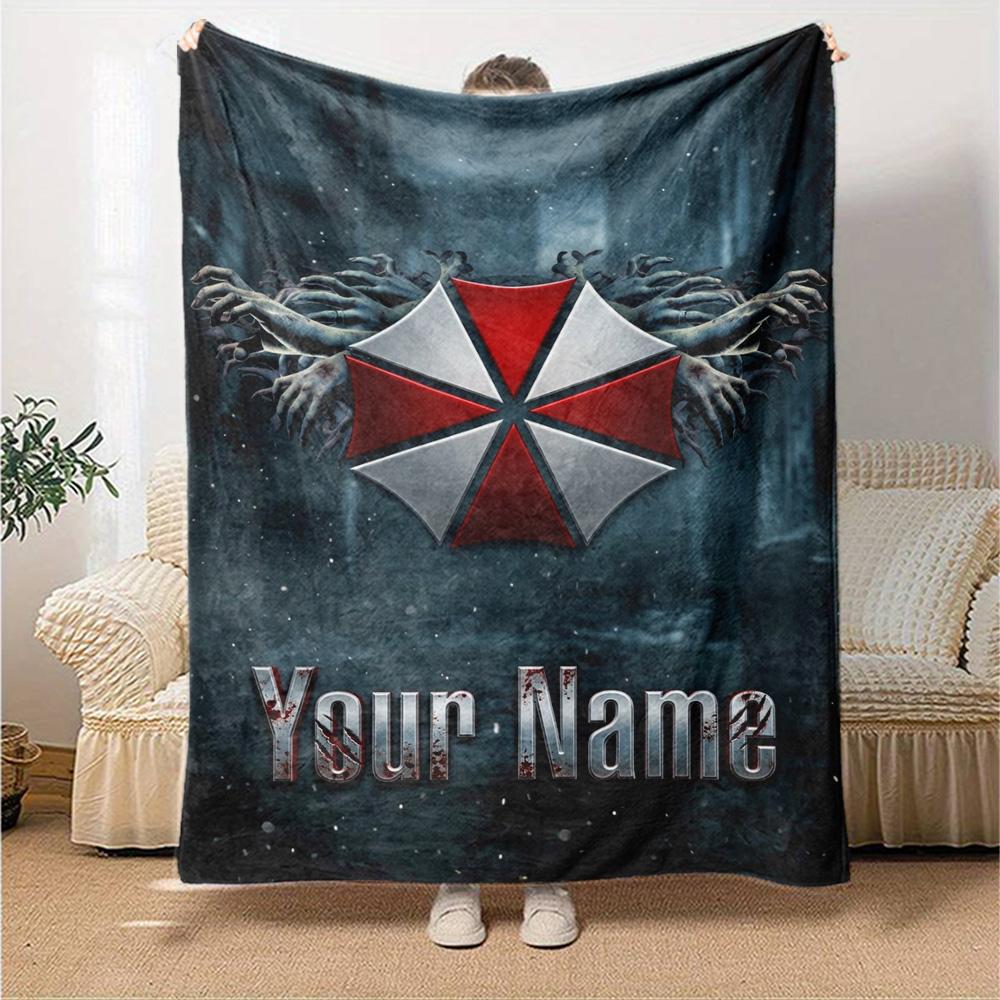 Name Custom Umbrella Corporation Print Flannel Blanket High Quality Warm Comfortable Cover for All Seasons Perfect for Gifts Home Decor