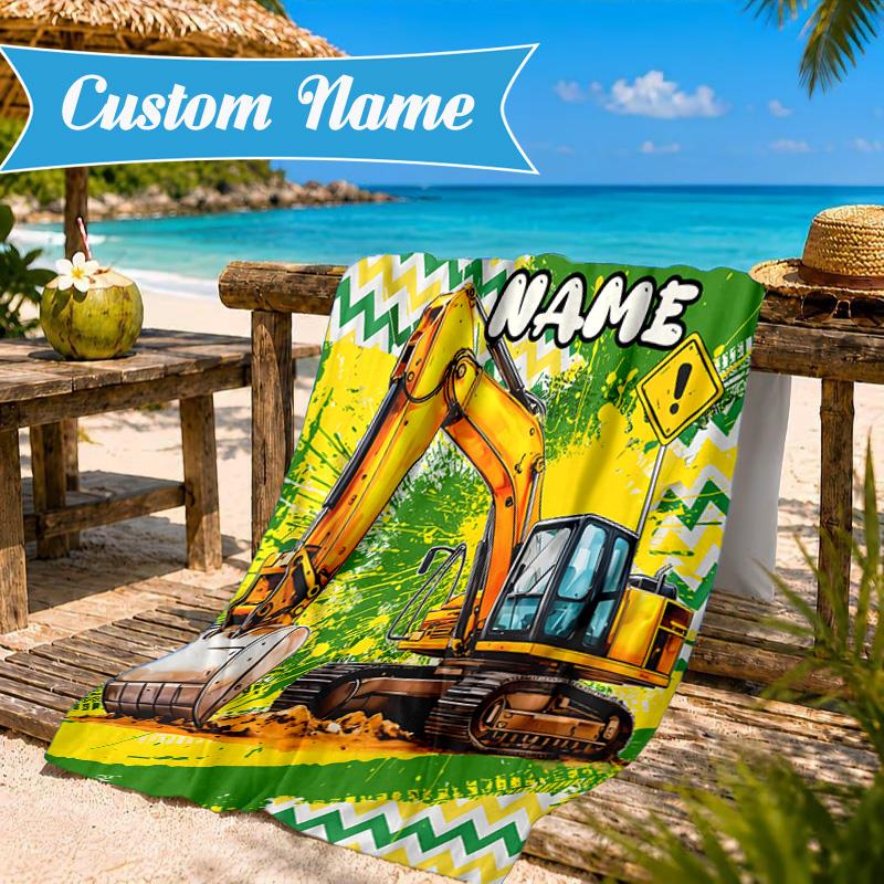 Custom Name School Bus Adventure Beach Towel Microfiber Beach Towel, Lightweight and Quick-Dry, for Summer Travel, Swimming Pool Gift