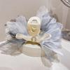 Women Fashion Diamond Inlaid Fairy Gauze Bow Acrylic Hair Clip Korean Cute Temperament Hair Accessories Girl Heart Accessory