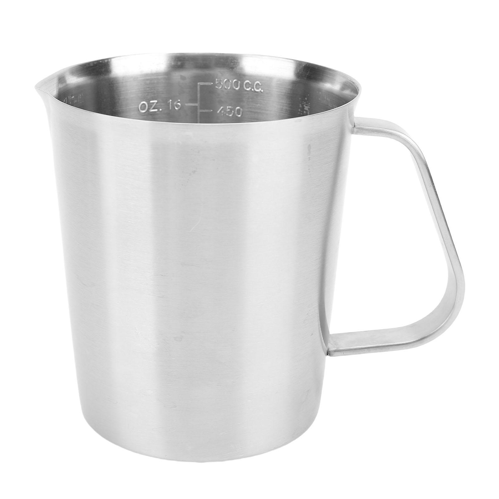 Stainless Steel Frother Cup Stainless Steel Measuring Cup Milk Frothing Pitcher with Oz ML Marking Milk Frother Cup with Handle