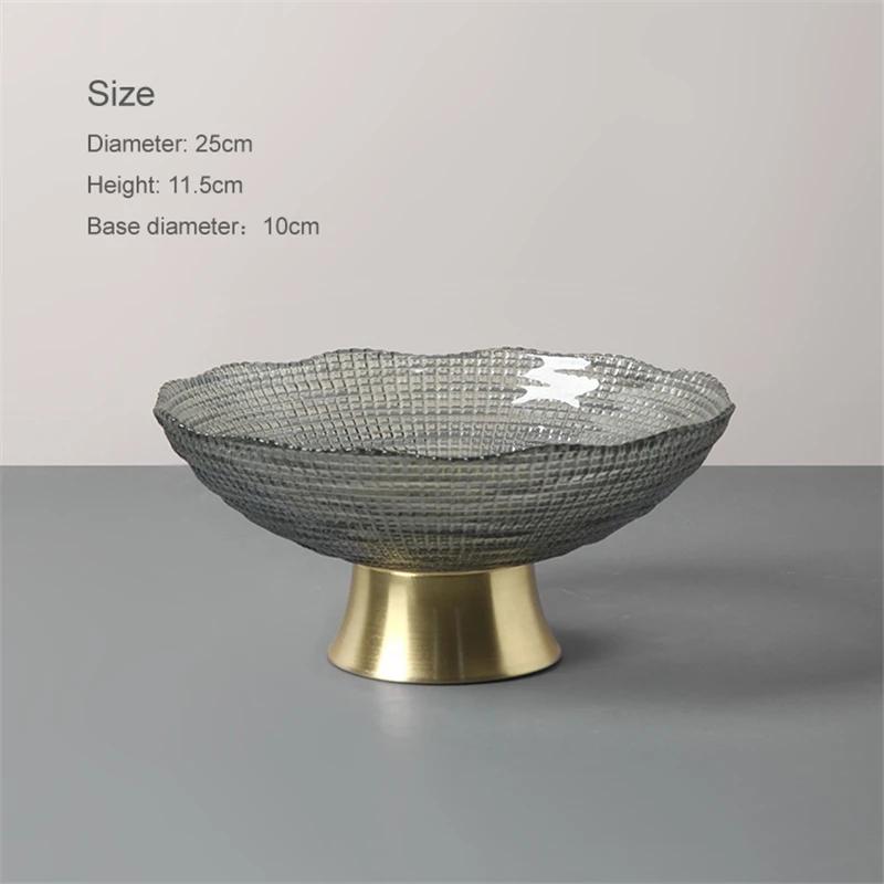 Kreative Glas Obstschale Wohnzimmer Teetisch Heim Snackteller Metall Glas Aufbewahrungsbox Obstkorb Schalen und Tabletts Teller