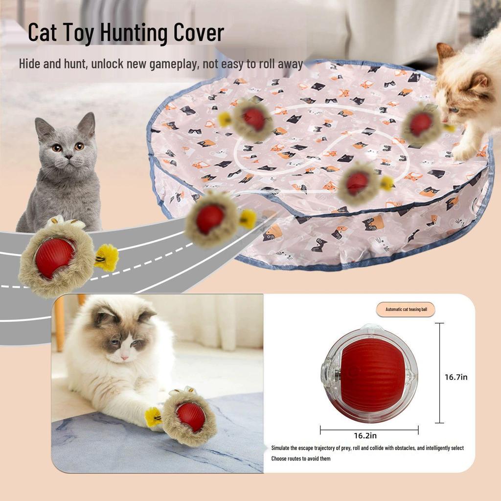 Bite-Resistant Automatic Cat Teasing Toy Ball with Rope for Boredom Relief