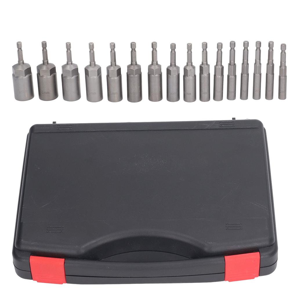 16-teiliges Stecknuss-Adapter-Sortiment Sechskantschaft Tiefbett-Stecknuss-Set für Schlagschrauber Akkuschrauber Elektrobohrmaschine