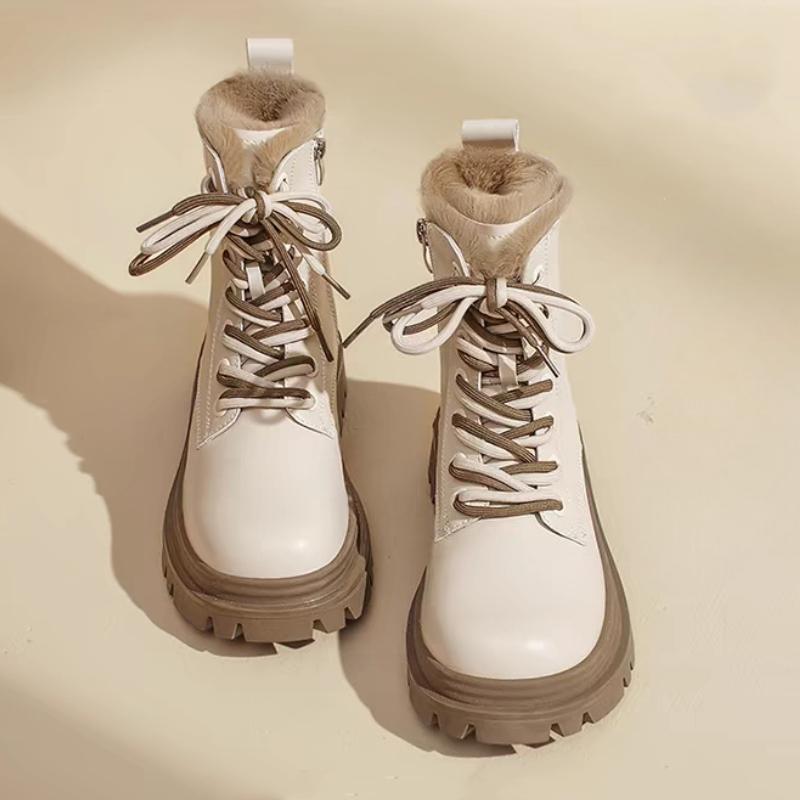 Bottes de Neige à Plateforme à Lacets à Bout Rond pour Femmes, Confortables et Élégantes, Tendance Y2k 2025, Travail en Offre, Chaussures Chaudes Rembourrées pour Dames