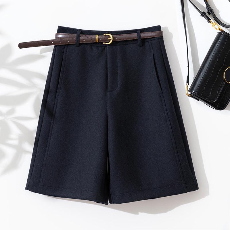 Women's High-Waist Wool Shorts - Autumn/Winter Casual Slimming Mid-Length Versatile Booty Shorts