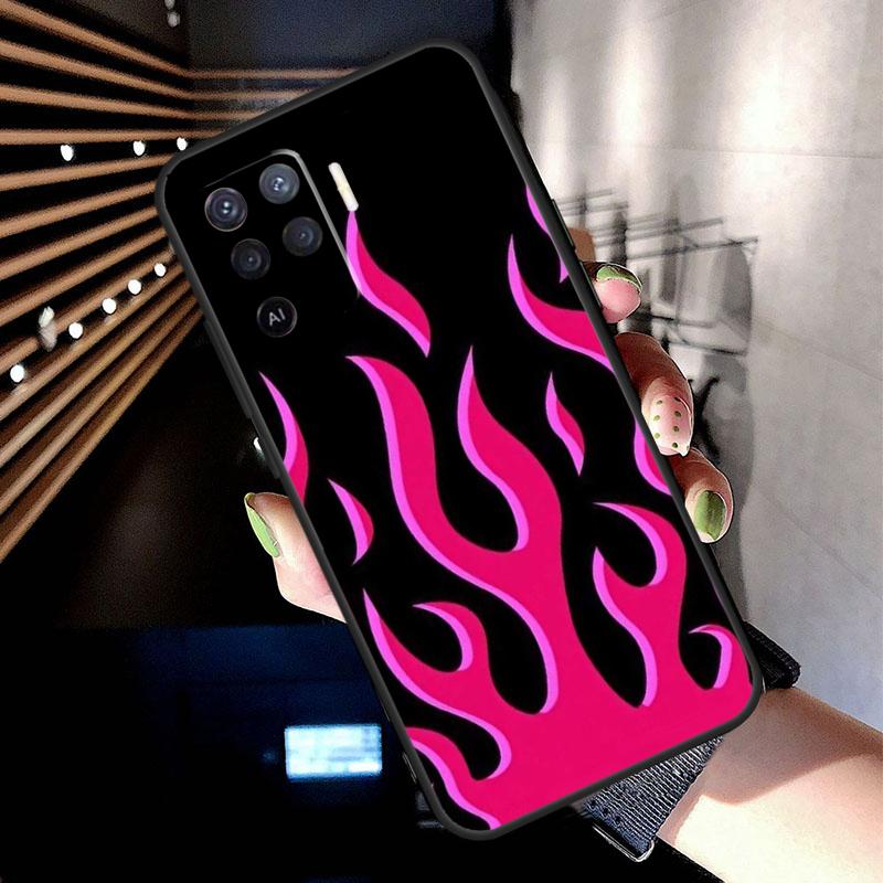 Flame Painted Fire Pattern Case For Oppo A38 A18 A78 A98 A58 A60 A80 A40 A96 A76 A16 A94 A74 A54 A15 A17 A57 A77 A5 Pro