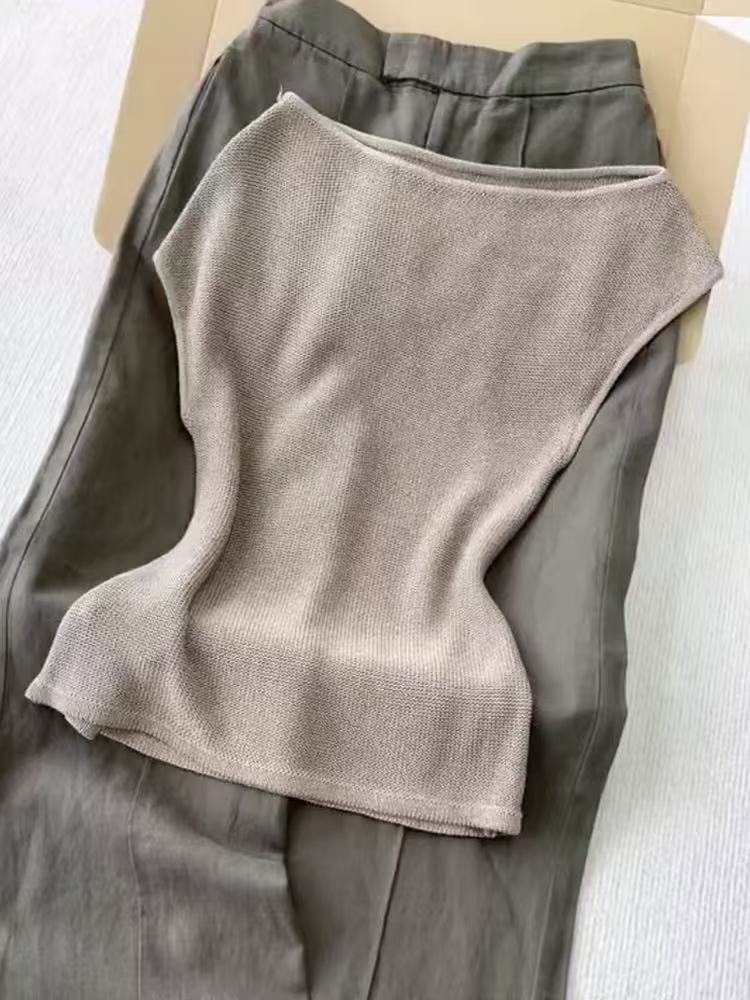 

Hangzhou Sijiqing high-end high-end khaki top women s new sleeveless breathable knitted sweater L