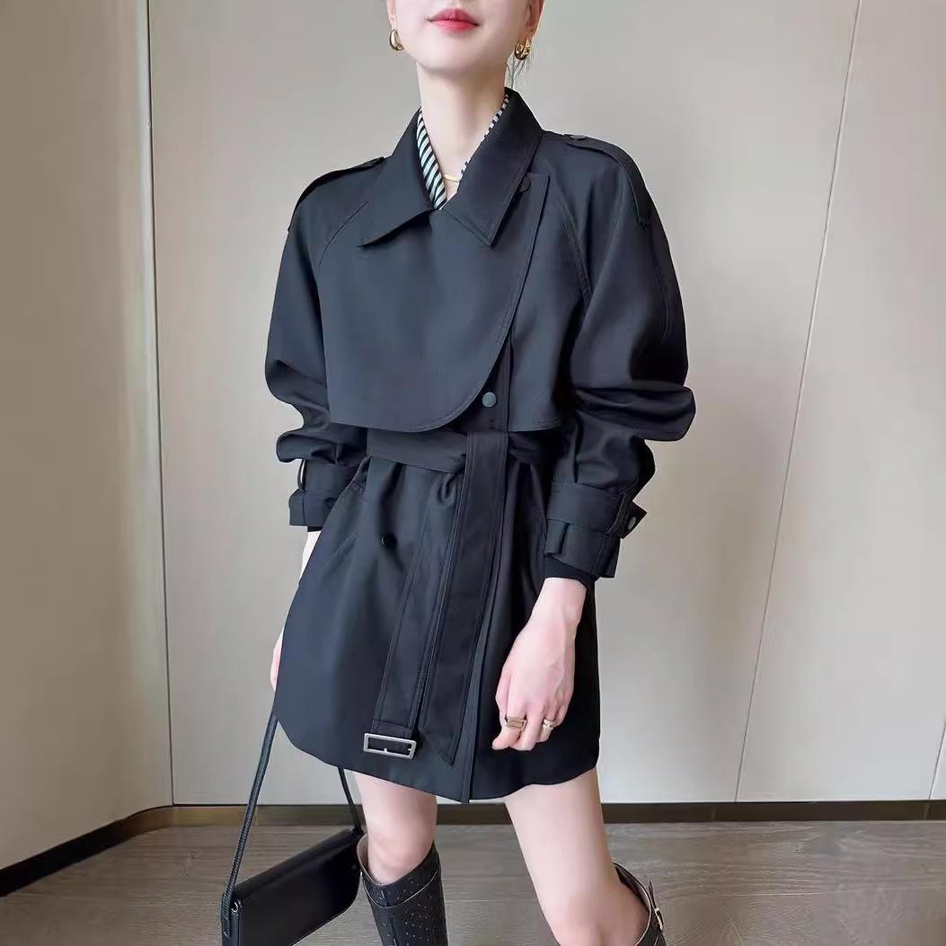 

Тренчкот женский весна и осень новый ретро плащ-накидка XL