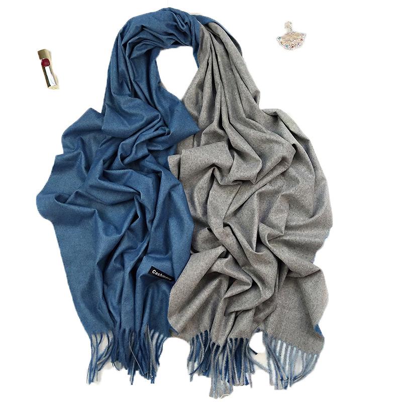 Solid Color Scarf for Women, Winter Double-Sided Two-Tone Fashionable Thick Shawl, Spring and Autumn Imitation Cashmere Casual Trendy Long Neck