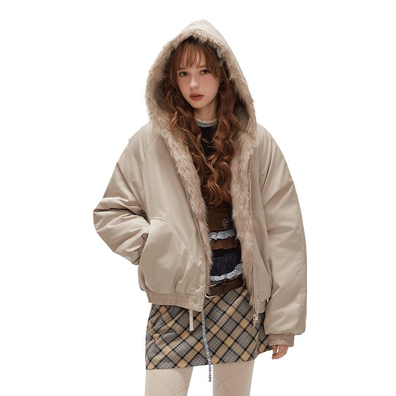 

UNIFREE Women s Fluffy Padded Winter Jacket L