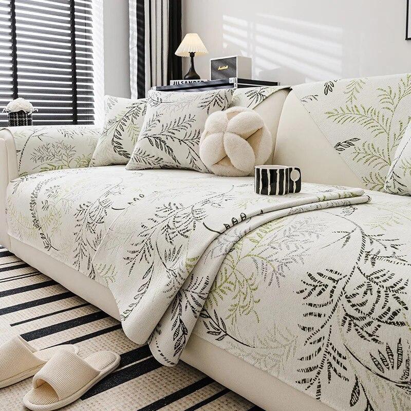 New French Chenille Plant Jacquard  Anti Cat Scratch Furniture Sofa Cover Couch Blanket Universal for All Seasons Home Couch Mat