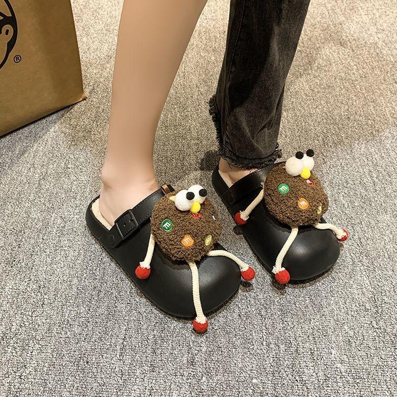 Milk Cute Big Eyes Cookie Doll Bag Head Drag 2025 Autumn and Winter Girl Heart Home Soft Bottom Cotton Slippers Women's Winter Wear