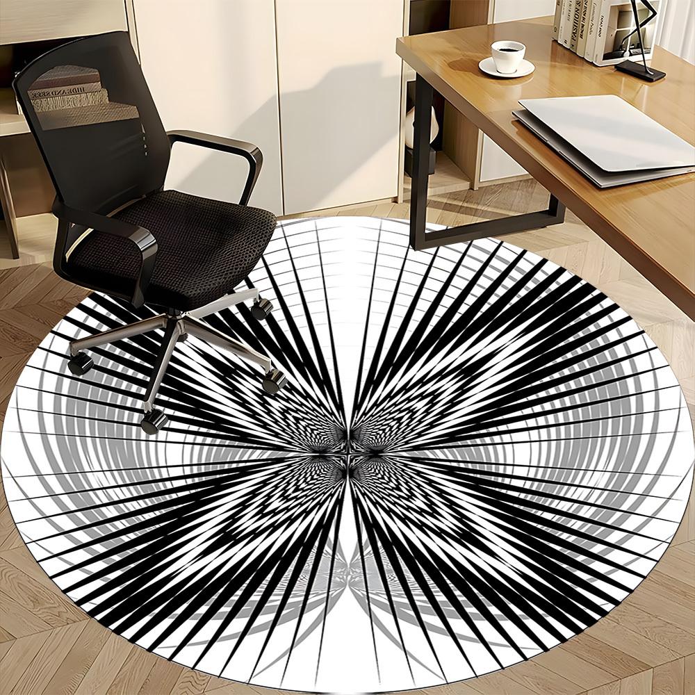 1pc Geometric Circle Pattern Chair Carpet for Office Non Slip, Machine Washable Rug for Office, Room Holiday Decor for Christmas, Birthday Polyester