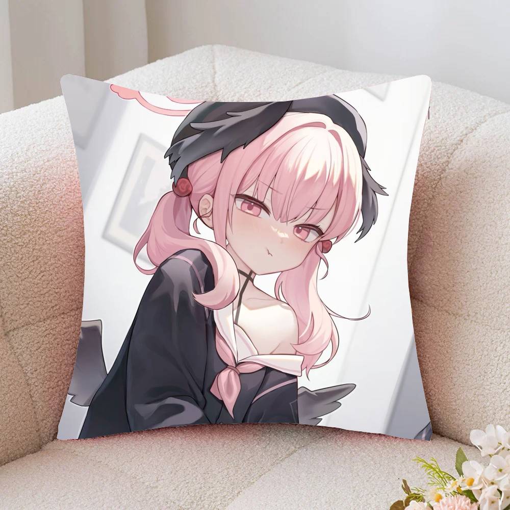 Shimoe Koharu Anime Game BBlue Archive Pillow Case Fashion Square Pillowcase Bedroom Sofa Room Ins Decoration Leisure