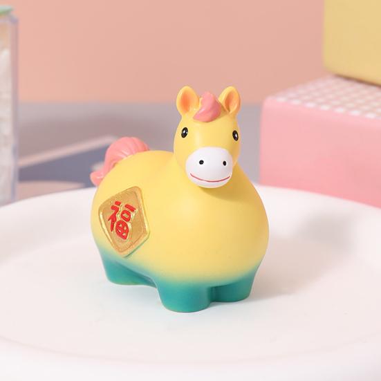 Yousheng Cartoon Horse Figurine Bring Good Luck Wealth Mini Horse Statue Spring Horse Fidget Toy New Year Decoration Ornament