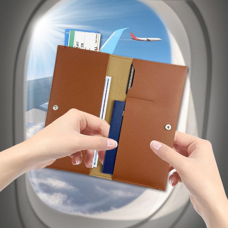 In-Stock Customizable PU Leather Travel Document Bag & Multi-functional Passport Holder