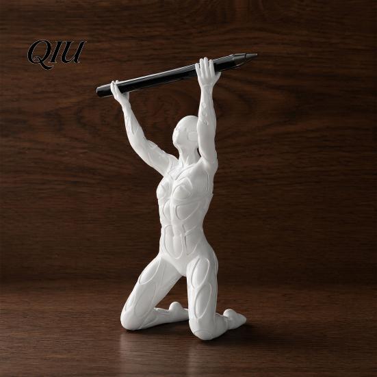 Smooth Matte Finish Pen Holder 3D Printed Kneeling Holder, Weightlifting Design Organizer, Creative Desk Accessory Pencil for Desktop Decoration