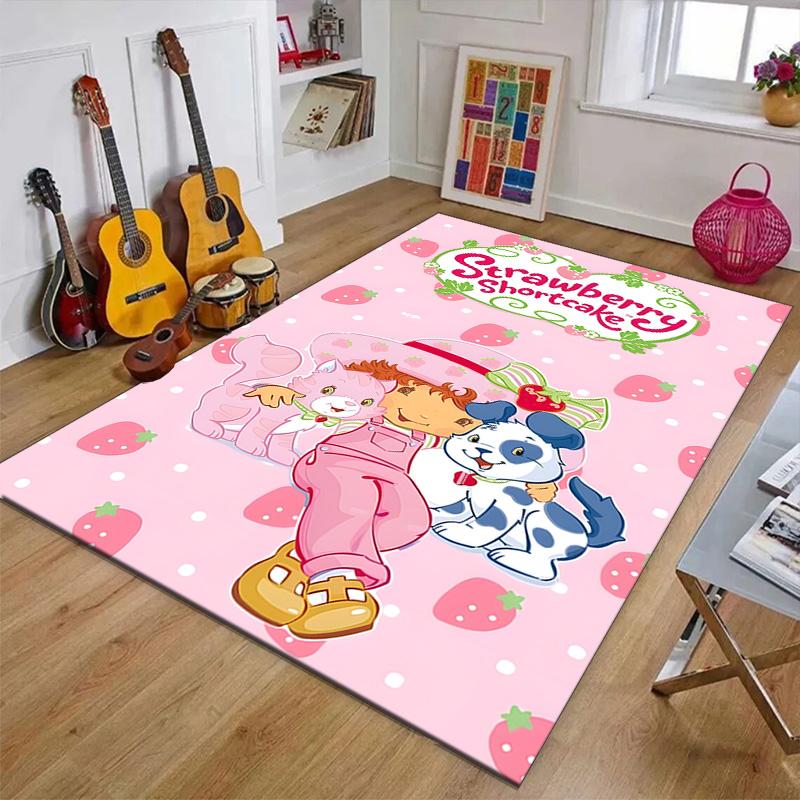 1pc Princess Strawberry (7) Design Printed Area Rug Carpet for Bedroom Living Room Home Decor Rugs Mat Non Slip Mat Rug for Bedside