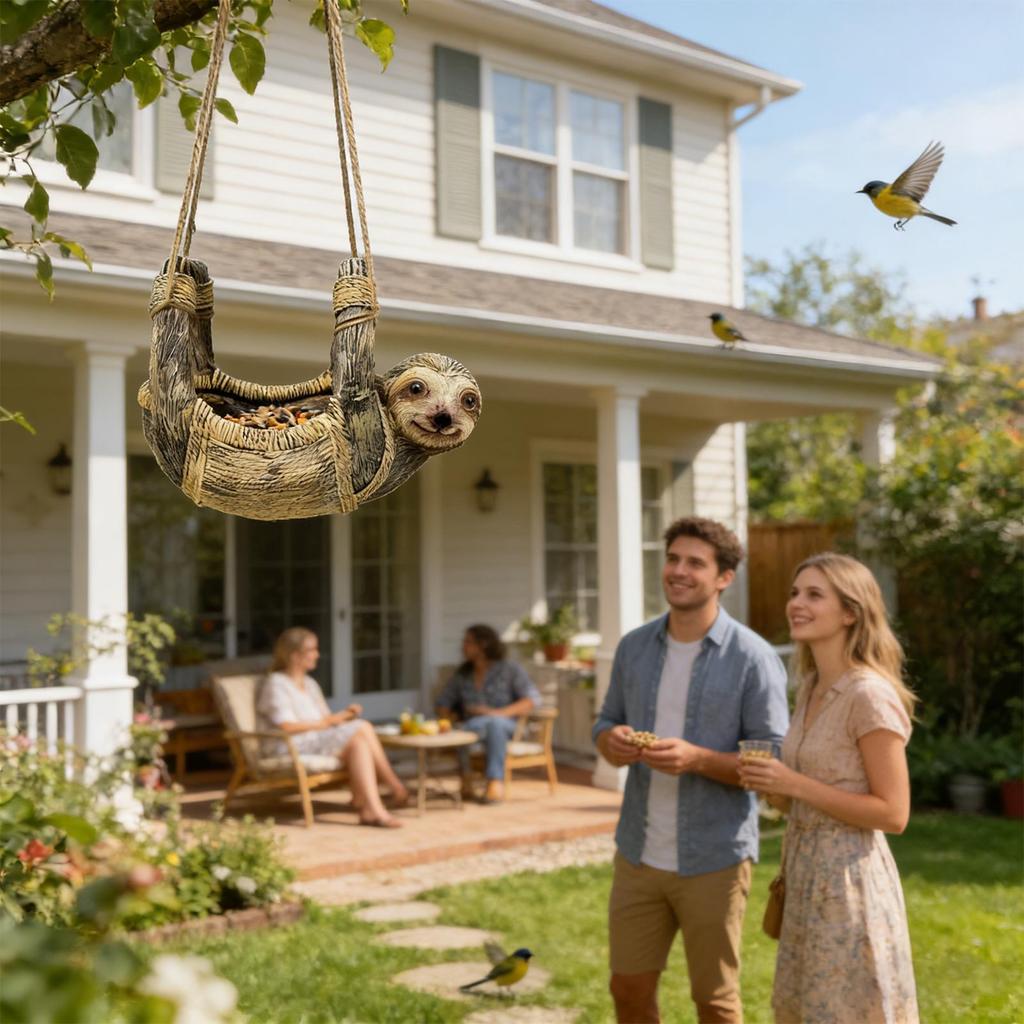 Decorative Bird Feeder Sloth Shaped Outdoor Birdfeeder Yard Sparrow Feeder for Garden Backyard Patio Yard Porch Tree