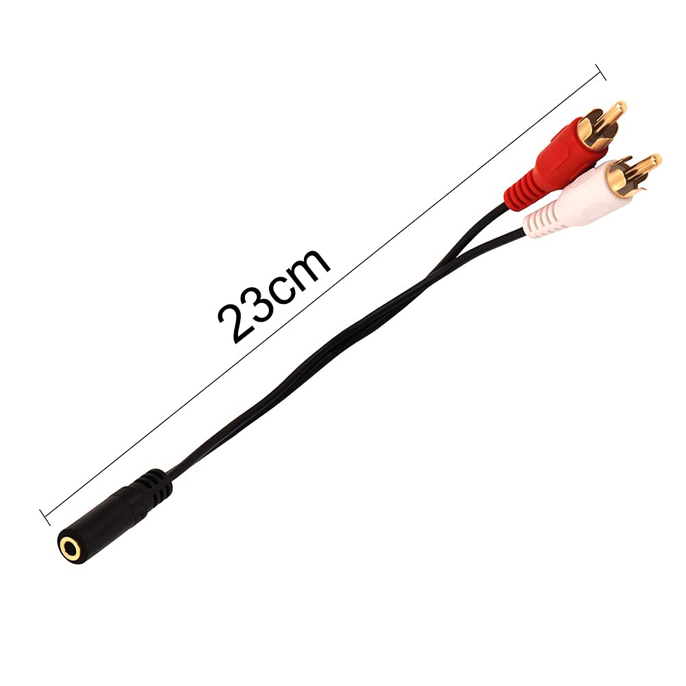 VCE RCA Conversion Female to 2 RCA RCA Cable Gold 23cm 3.5mm Cable, 3.5mm Male, Y-Type Splitter, Plated,