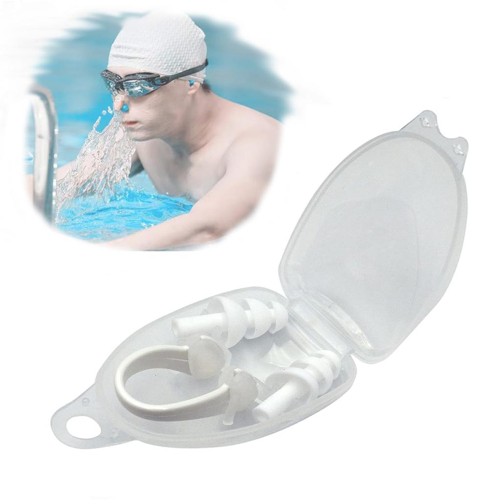 Pinza para la nariz, Tapón para la nariz, Natación, Tapón para el oído, Juego de 2,