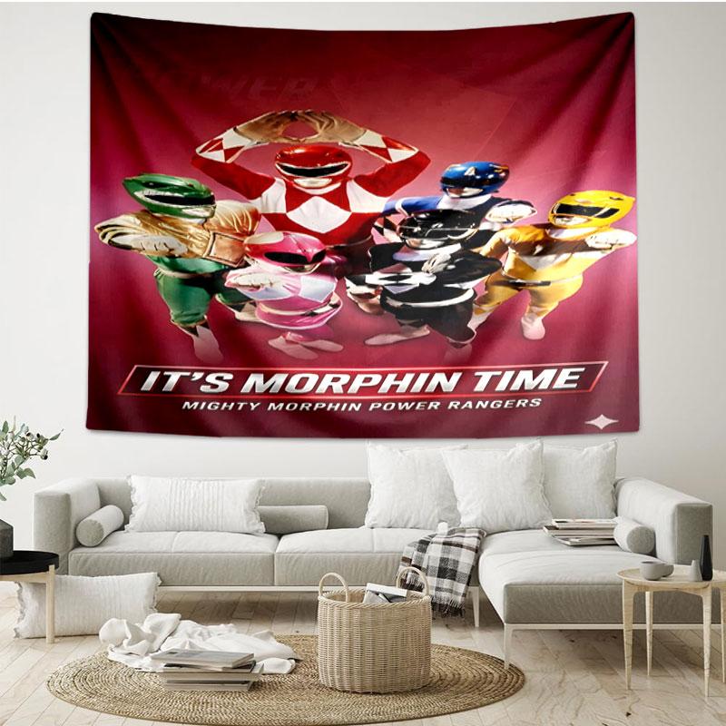 Mighty Morphin Power Rangers Druck Wandteppich - Tragbares Wanddekor Tuch, für Zuhause, Studentenwohnheim, Reise, Schlafzimmer, Wohnzimmer - Ideales Geburtstags-Einweihungsgeschenk