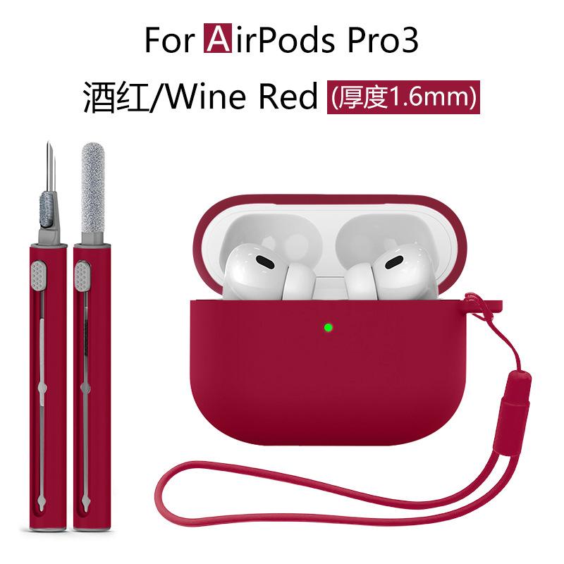 Candy Color Silicone Soft Case Protect Earphone For Airpods Pro 3 2025 Anti-lost Hand Strap+All Inclusive Cover w/ Cleaning Kit