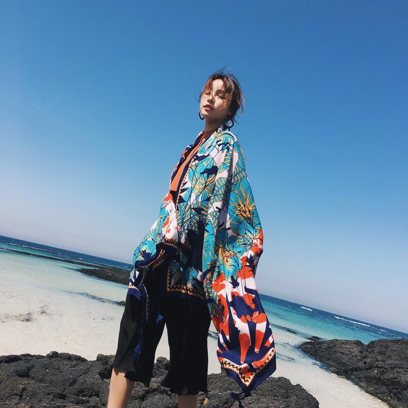 Ethnic Style Scarf, Sunscreen Shawl, Women's Summer Thin Style, Air Conditioner Silk Scarf, Fashionable Seaside Beach Scarf