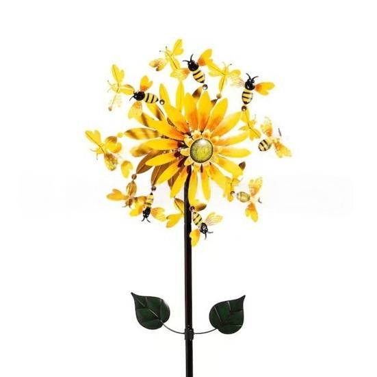 

Уличный вертушка 27 Металлический подсолнух Пчелы Вращающаяся ветряная мельница с колышком Кинетические ветряные скульптуры для улицы Двора Патио Балкона Внутреннего двора Сада 1pc
