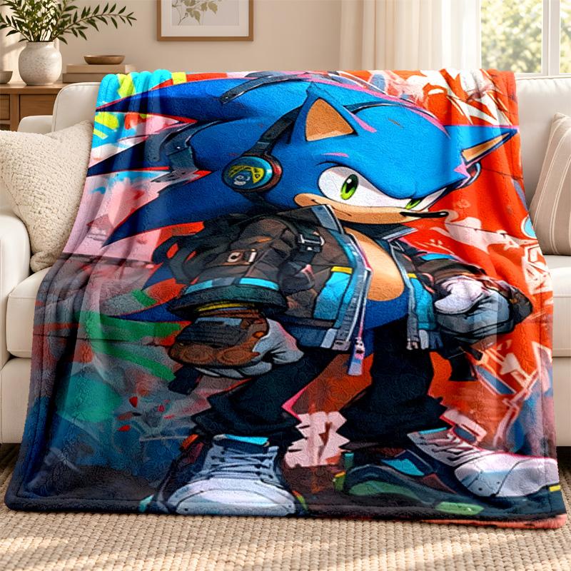 Sonic blanket Flannel Blanket Soft Cozy Plush Throw for Sofa Bed Lightweight Home Decoration Outdoor camping