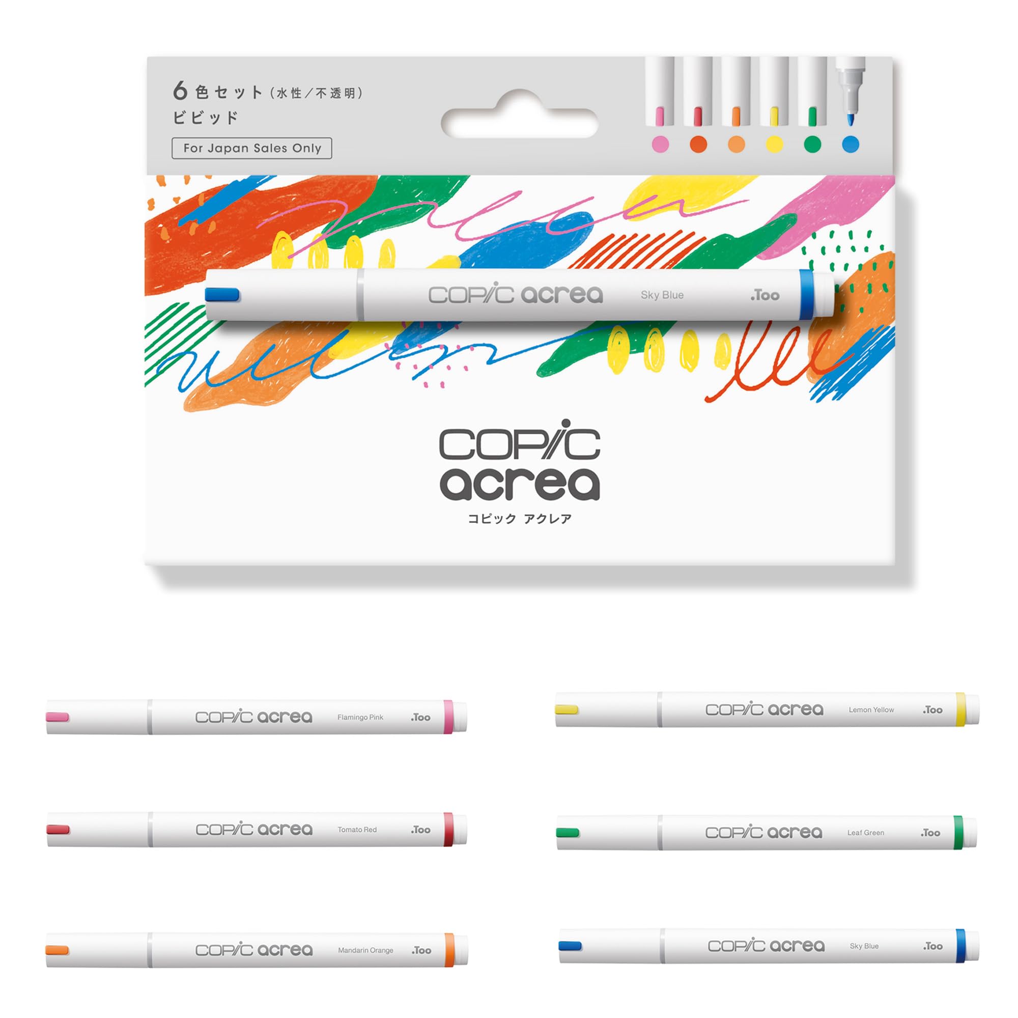 

Copic Acrea Vivid Marker Pen Set 6-Color Water-Based