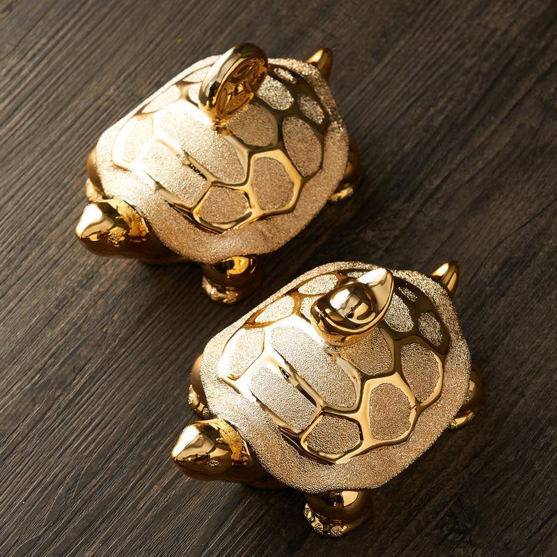 Gold-plated Lucky Money Ceramic Turtle, Home Decoration Artifact, Simplicity TV Desktop Wine Cabinet, Originality Gifts