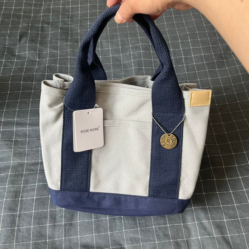 

Rose Noire Japan Lotte Large Capacity Canvas Bag Dark blue light gray In Stock