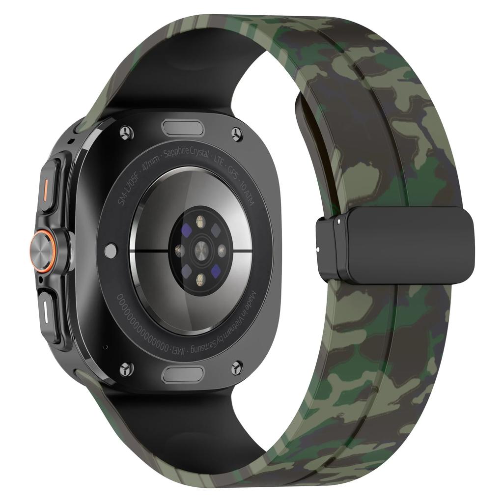 Pulseira de camuflagem para Samsung Galaxy Watch Ultra 47mm Pulseira magnética de silicone para Galaxy Watch 7 Ultra Pulseira de substituição