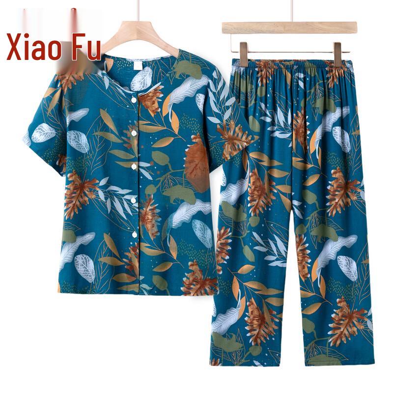 Women's Floral Print Short Sleeve Two-Piece Summer Set