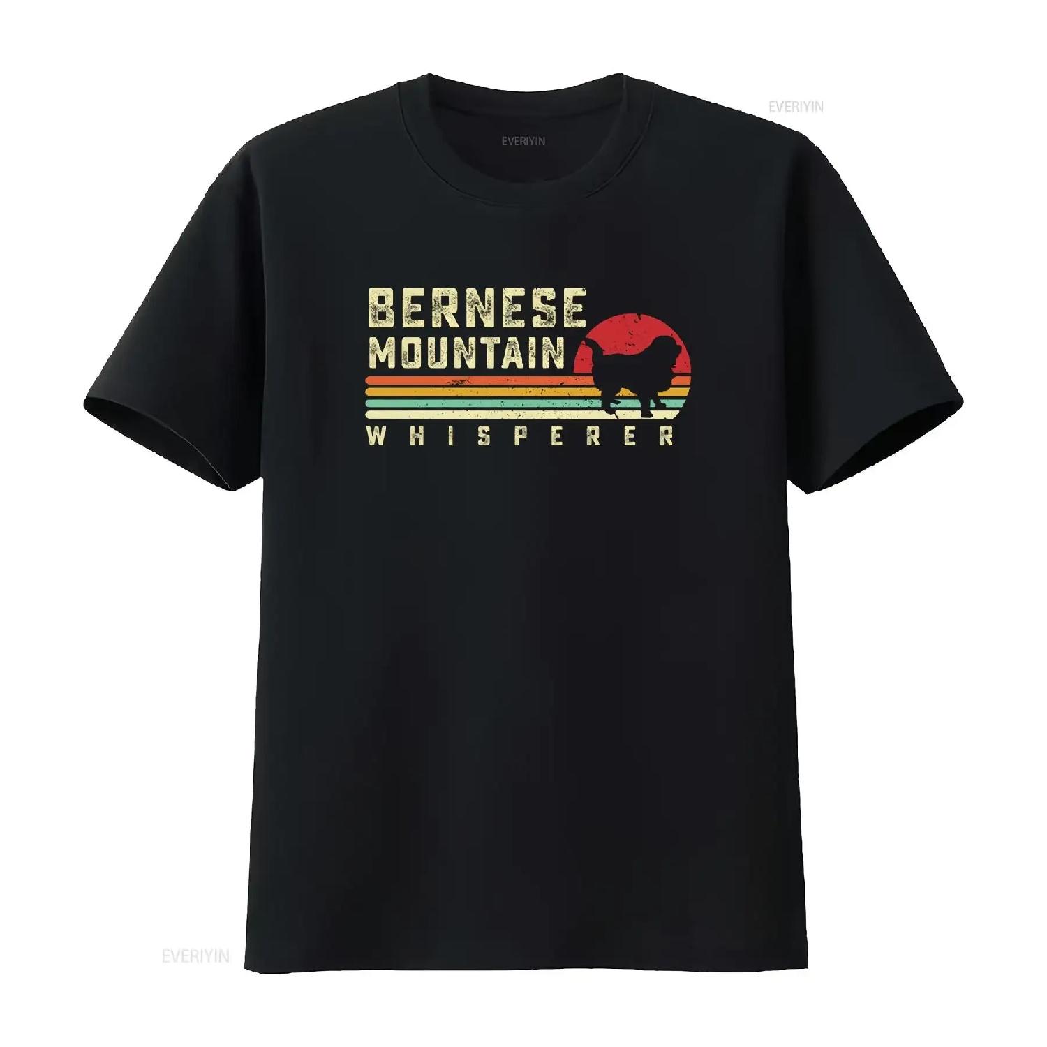 Dog Whisperer T Shirt Bernese Mountain Lover Retro s vintage Washed streetwear Breathable Comfortable Versatile Slightly S чёрный