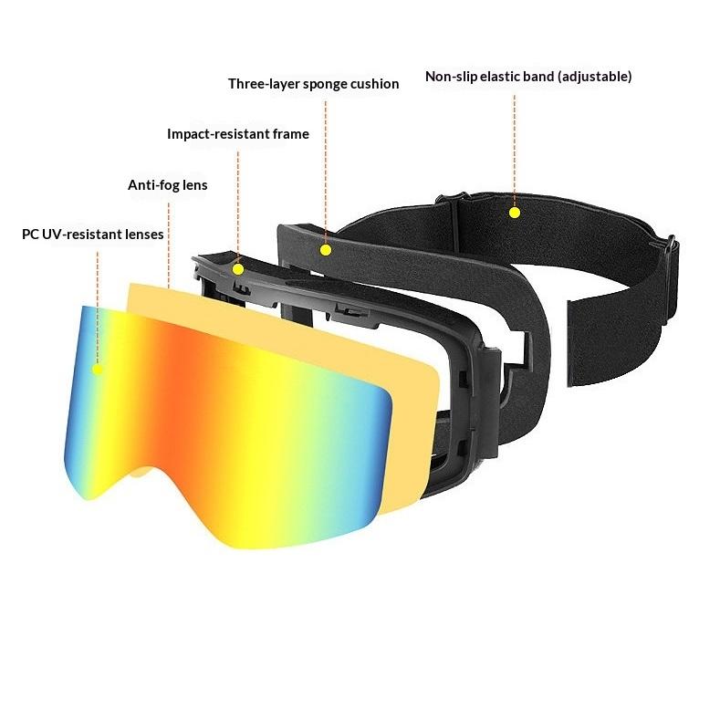 children's ski goggles, anti sandstorm and anti fog double-layer goggles, near acceptable sight glasses