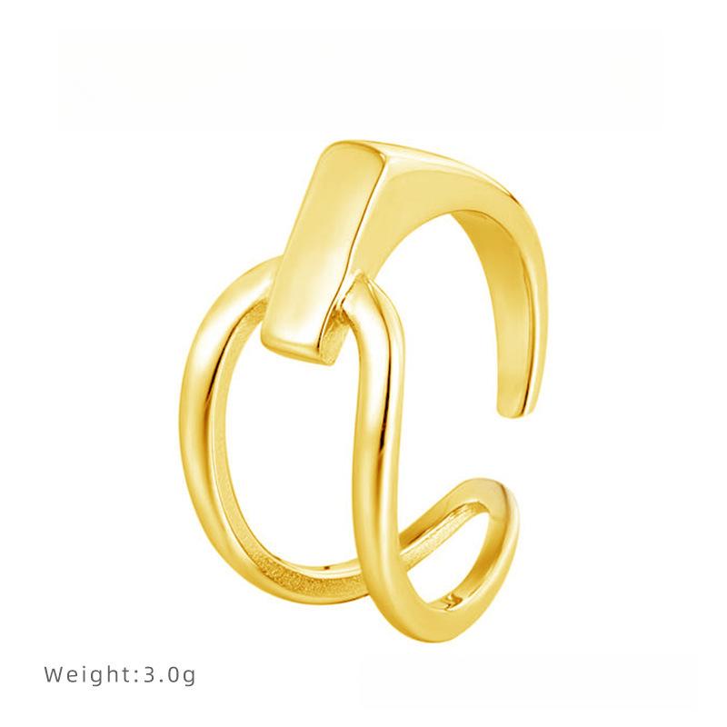 Cold Wind Irregular Lines Open Ring Titanium Steel Electroplated Ring Women's Simple and Exaggerated Accessories