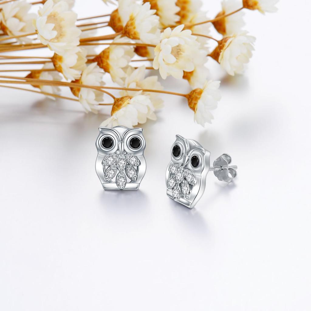 Owl Earrings for Women, 925 Silver, Hypoallergenic, Owl Stud Earrings, Owl Accessories