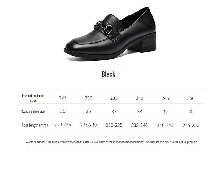 ZHR Women's Square Toe Chunky Heel Leather Loafers