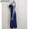 BITCED Women's Dress: Elegant Floral Print Split-Hem Fashionable Resort Strapless Dress