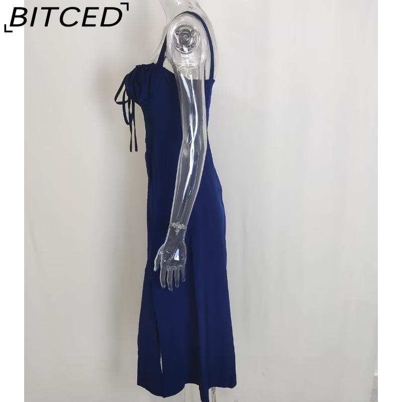 BITCED Women's Dress: Elegant Floral Print Split-Hem Fashionable Resort Strapless Dress