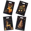 10PCS Mixed Golden Elk Christmas Series Party Gift Tote Bag OPP Glitter Gift Bag Candy Bag Plastic Gift Return Bag