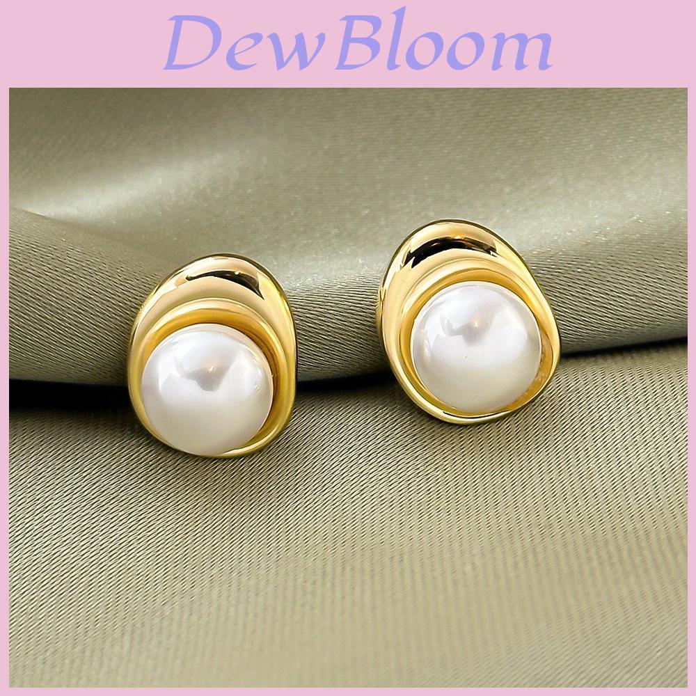 Orecchini Minimalisti Geometrici con Perle e Finitura Oro per Donna Estate