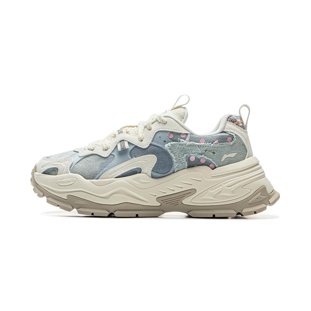 New DISHINIWANJUZONGDONGYUAN x LiNing Starlight Anti Slip Wear Resistant Low Top Chunky Sneakers Women's Blue AGCV046-6