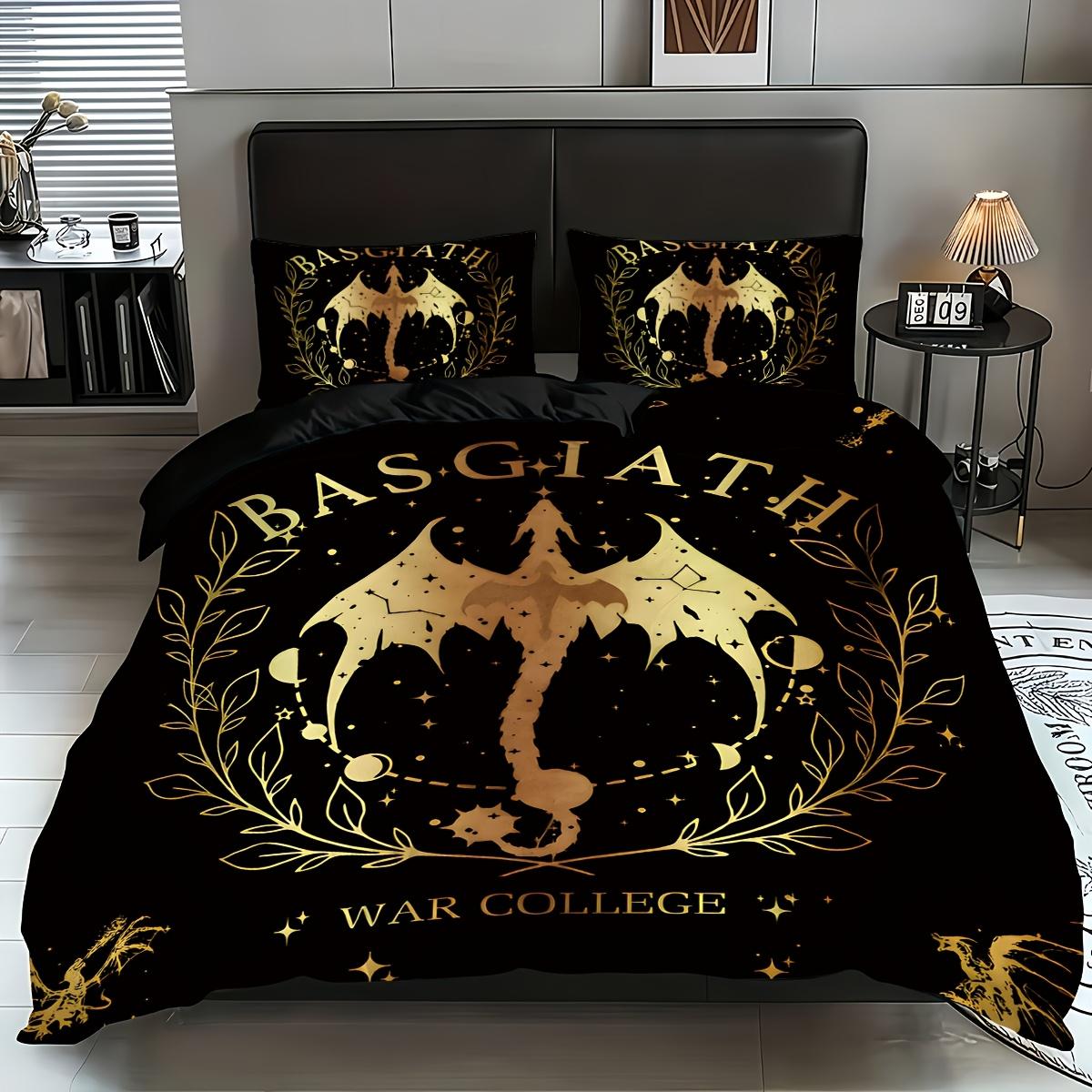 

3Pcs Golden Dragon Design Bedding Set (1 Duvet Cover + 2 Pillowcases, No Filling) Featuring A Cool And Creative Black Duvet Cover Set&EU Single(135x200cm)